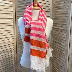 Banana Republic pink, orange, and white striped scarf. NWOT